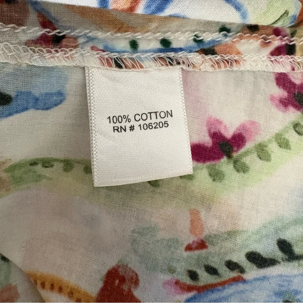 Cino Shirt Womens Colorful Paisley Boho Festival Roll Tab Sleeve Button Up Sz L - Picture 9 of 12